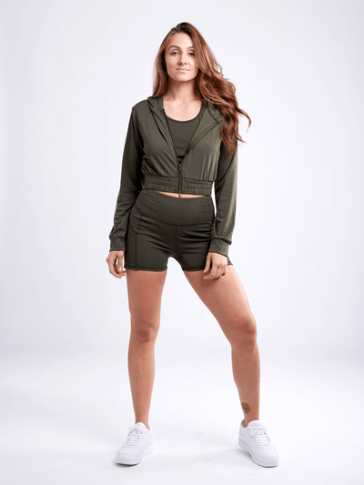 JupiterGear Athletic Zip-Up Crop Hoodie Jacket