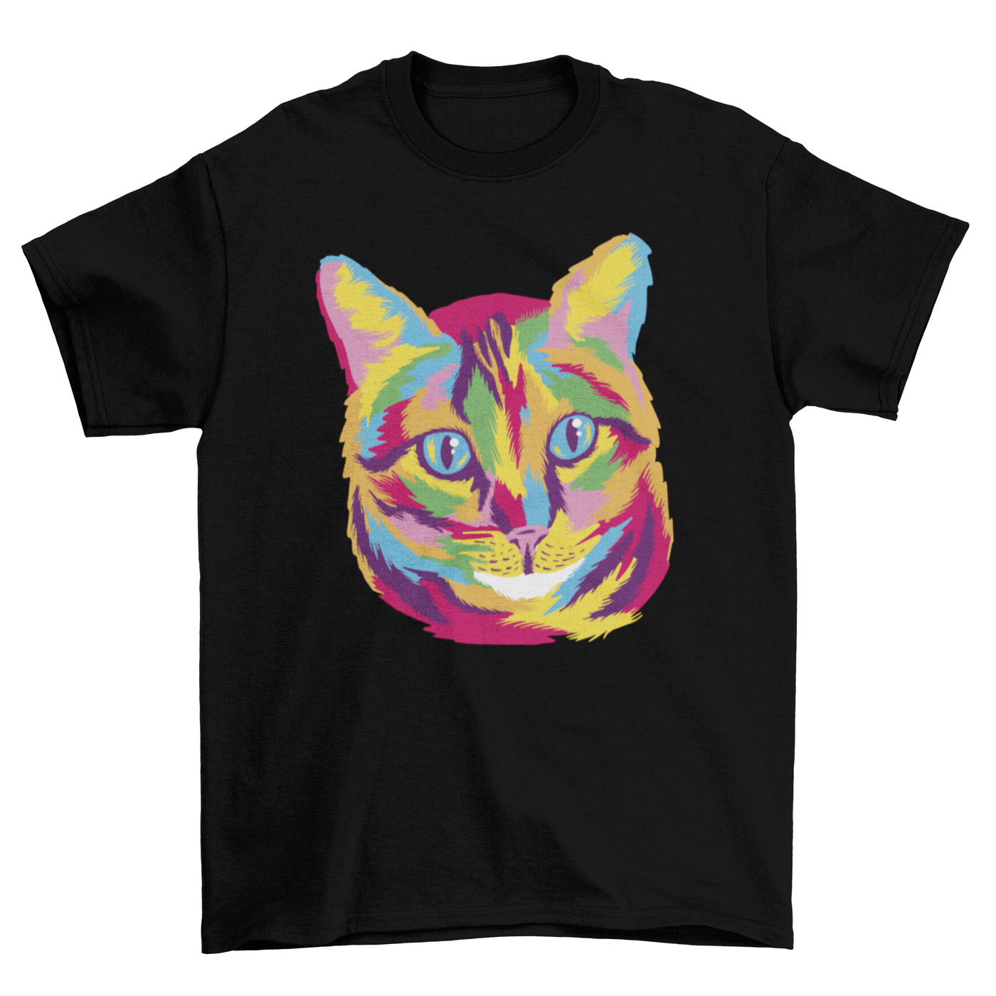 Colorful cat animal face t-shirt