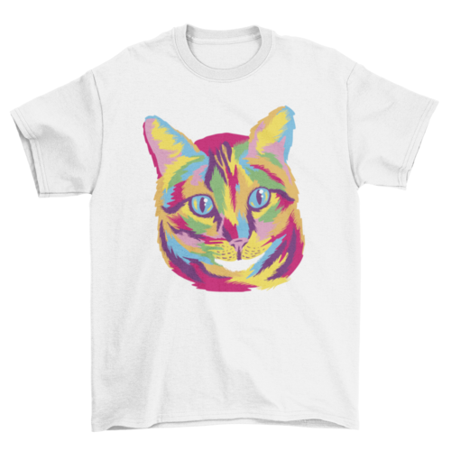 Colorful cat animal face t-shirt