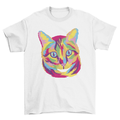 Colorful cat animal face t-shirt