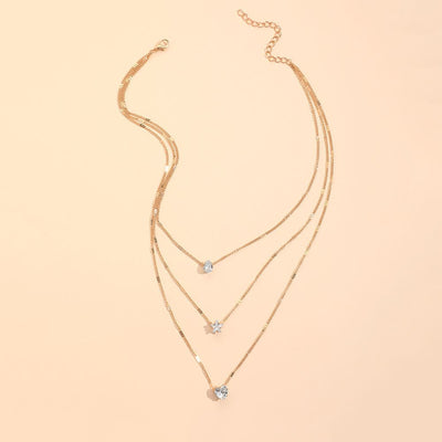 Zircon Necklace Multi-layer Five-pointed Star Love Water Drop Pendant