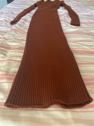 Maternity Long Sleeve V-Neck Knit Stretch Sweater Dress