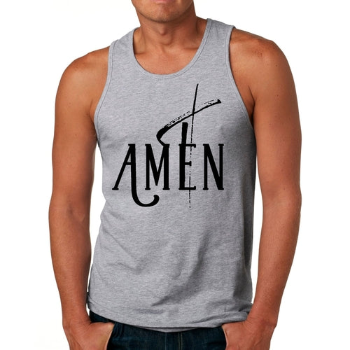 Mens Fitness Tank Top Graphic T-shirt Amen Black Print