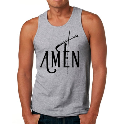 Mens Fitness Tank Top Graphic T-shirt Amen Black Print