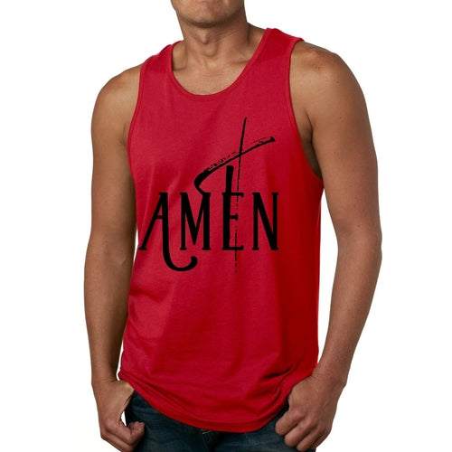Mens Fitness Tank Top Graphic T-shirt Amen Black Print
