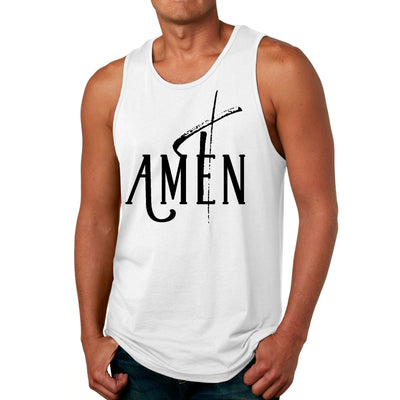 Mens Fitness Tank Top Graphic T-shirt Amen Black Print