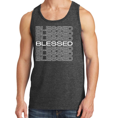 Mens Fitness Tank Top Graphic T-shirt Blessed Stacked Print