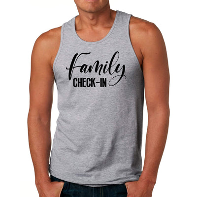 Mens Fitness Tank Top Graphic T-shirt Family Check-in Illustration