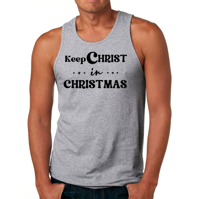 Mens Fitness Tank Top Graphic T-shirt Keep Christ in Christmas
