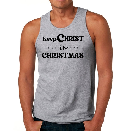 Mens Fitness Tank Top Graphic T-shirt Keep Christ in Christmas