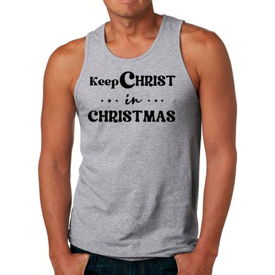 Mens Fitness Tank Top Graphic T-shirt Keep Christ in Christmas
