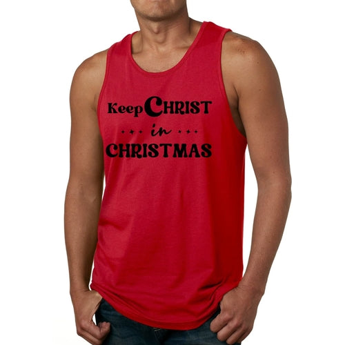 Mens Fitness Tank Top Graphic T-shirt Keep Christ in Christmas