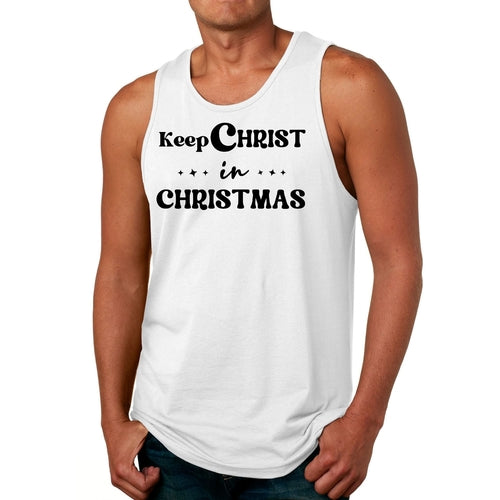 Mens Fitness Tank Top Graphic T-shirt Keep Christ in Christmas