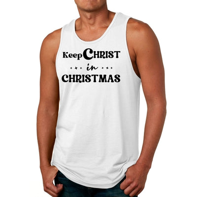Mens Fitness Tank Top Graphic T-shirt Keep Christ in Christmas