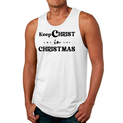 Mens Fitness Tank Top Graphic T-shirt Keep Christ in Christmas