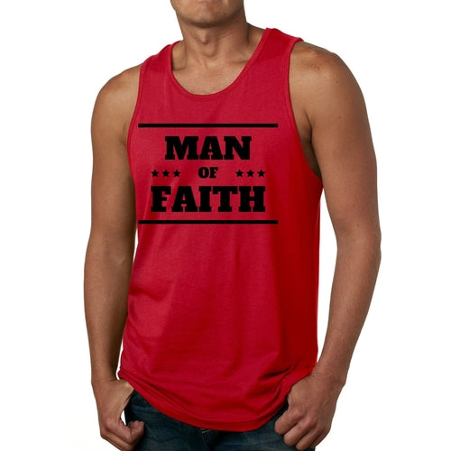 Mens Fitness Tank Top Graphic T-shirt Man of Faith Black Illustration