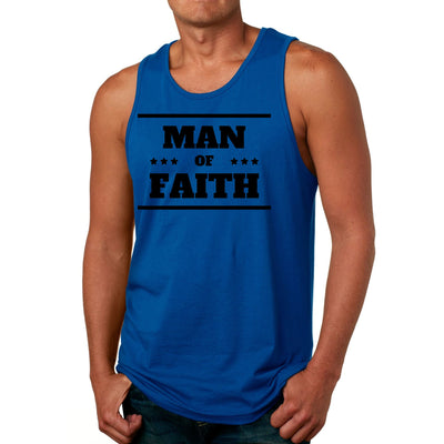 Mens Fitness Tank Top Graphic T-shirt Man of Faith Black Illustration