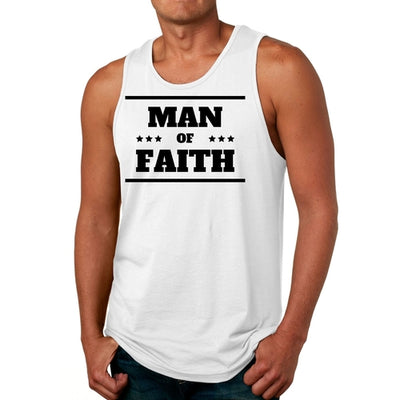 Mens Fitness Tank Top Graphic T-shirt Man of Faith Black Illustration