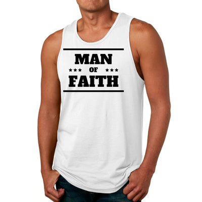 Mens Fitness Tank Top Graphic T-shirt Man of Faith Black Illustration