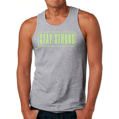 Mens Fitness Tank Top Graphic T-shirt Stay Strong Neon Print