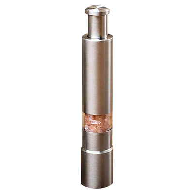 Premium stainless steel salt and pepper grinder, perfect for one-handed operation and easy spice milling.